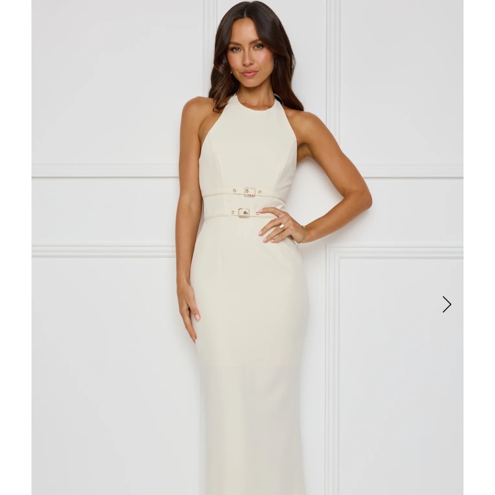 Elegant Cream Halter Dress